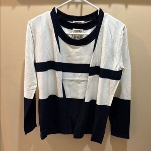 Navy and White Striped Cardigan